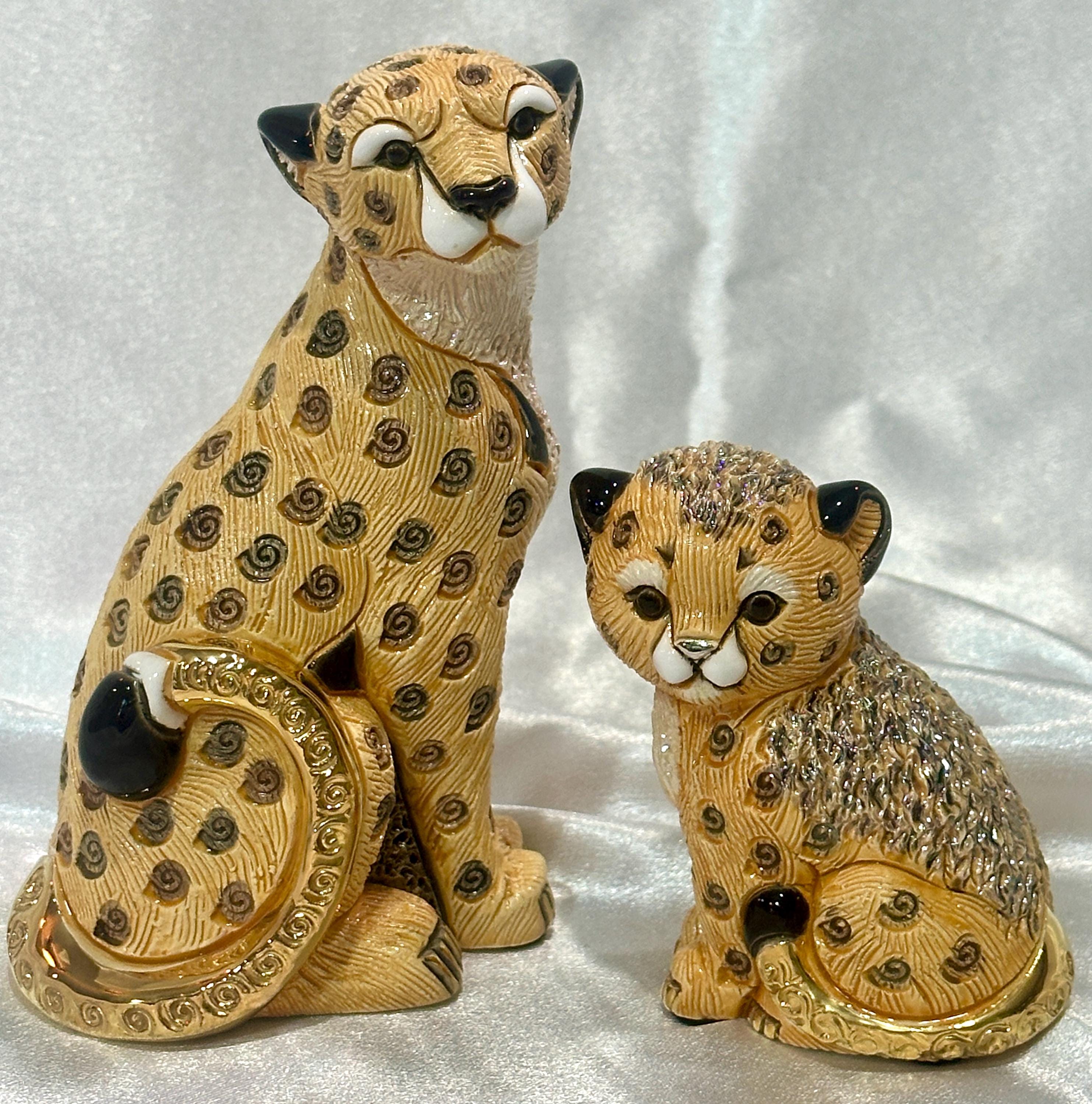 Handmade Ceramic Cheetah Figurine - De Rosa Family Collection
