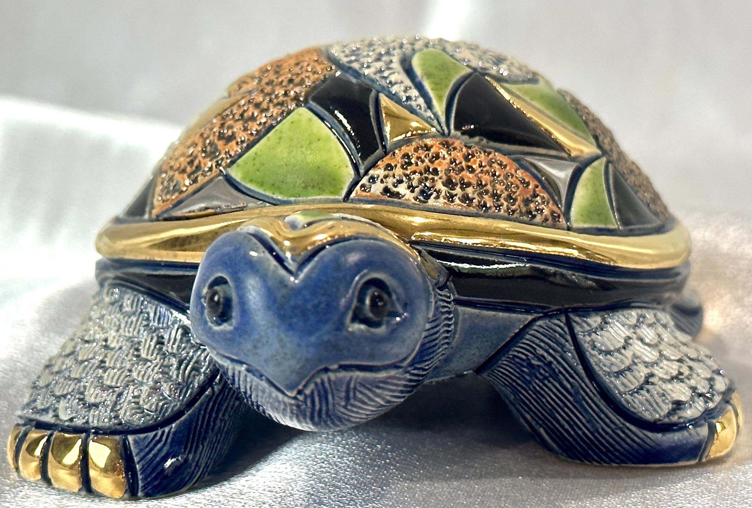 輝く高品質な Family Turtle Galapagos Sculpted Ceramic Handmade - Rosa De 絵画