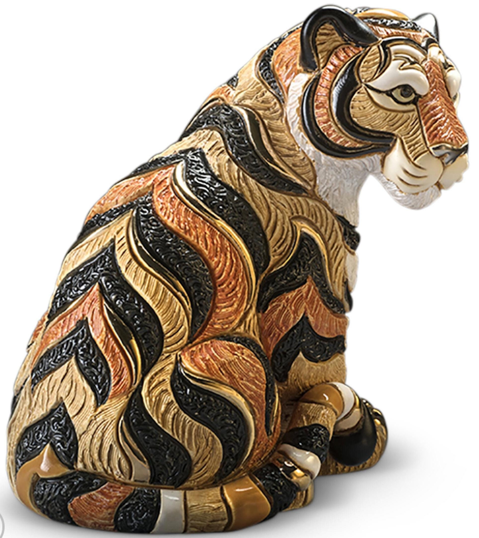 Ceramic Tiger Sitting, Ceramic Tiger Statue, Tiger Figurine