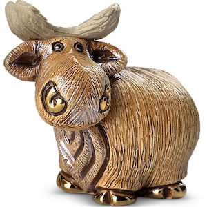 Handmade Sculpted Ceramic Mini Moose Figurine - De Rosa Collections - The Minis
