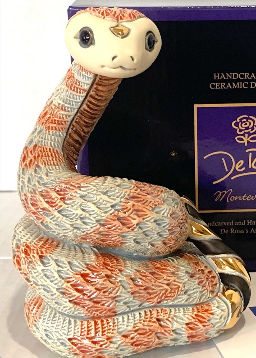 Handmade Sculpted Ceramic Snake Figurine De Rosa Collections the ...