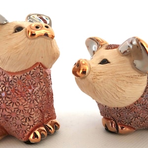 Handmade Sculpted Ceramic Pig Famly Figurines  - The De Rosa Collections - The Families