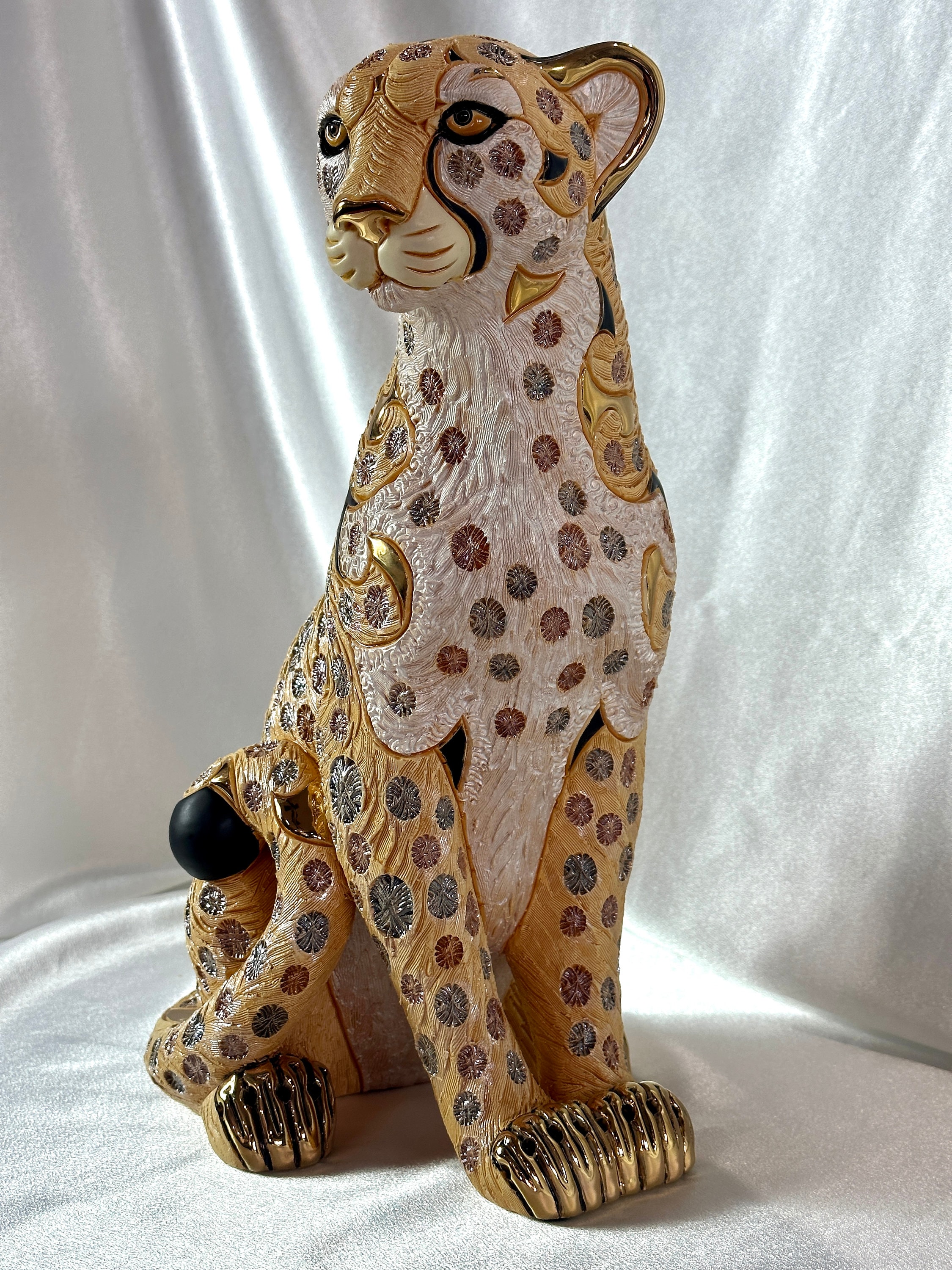 Handmade Ceramic Cheetah Sculpture De Rosa Collections Gallery