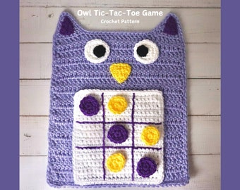 Patrón de crochet para el juego de tres en raya de búho: Amigurumi (Descarga digital en PDF)