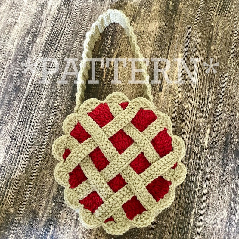 Cherry Pie Purse Crochet Pattern Cottagecore Nature Woodland Aesthetic Crochet Bag Instructions Instant Download image 1