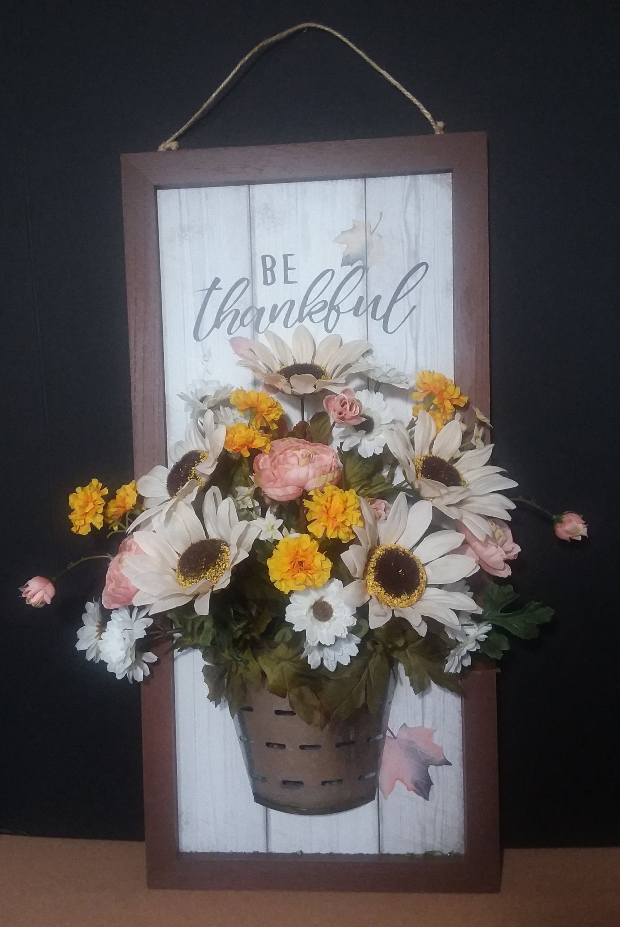 Fall Autumn Flower Pot Wall Hanging Decor Farmhouse Etsy