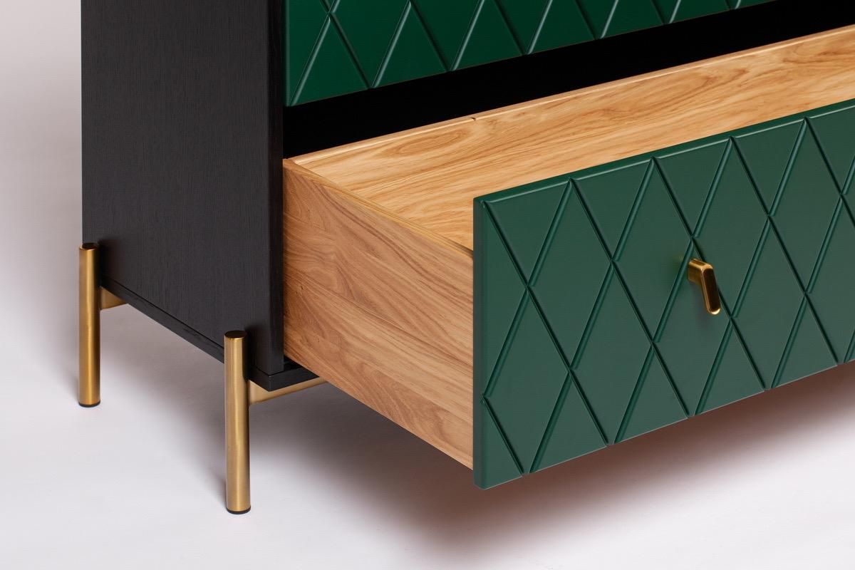 Emerald Green Geometric Dresser | Modern Wood Chest of Drawers | Luxury  Painted Dresser With Brass Hardware - Etsy