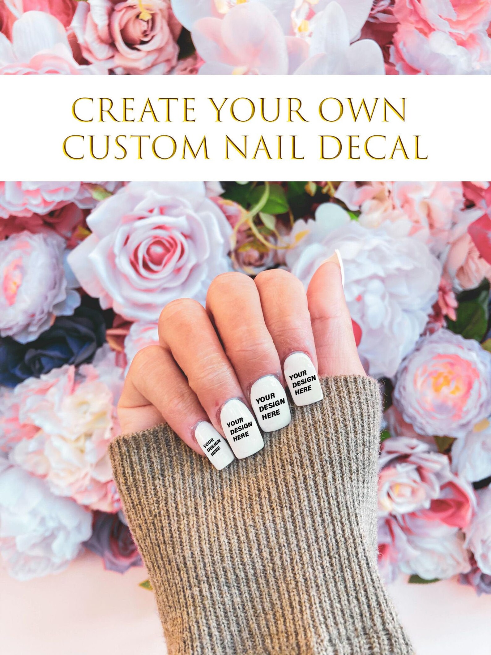 Custom Nail Decals Design Your Own Nail Decal Holographic Etsy