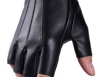 Pure Leather Half Finger Gloves | Driving Biking Cycling Performance Dancing