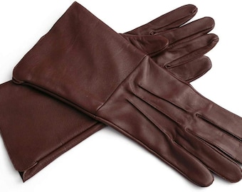 Sheep Leather Gauntlet Gloves: Long Cuff, Medieval Cosplay