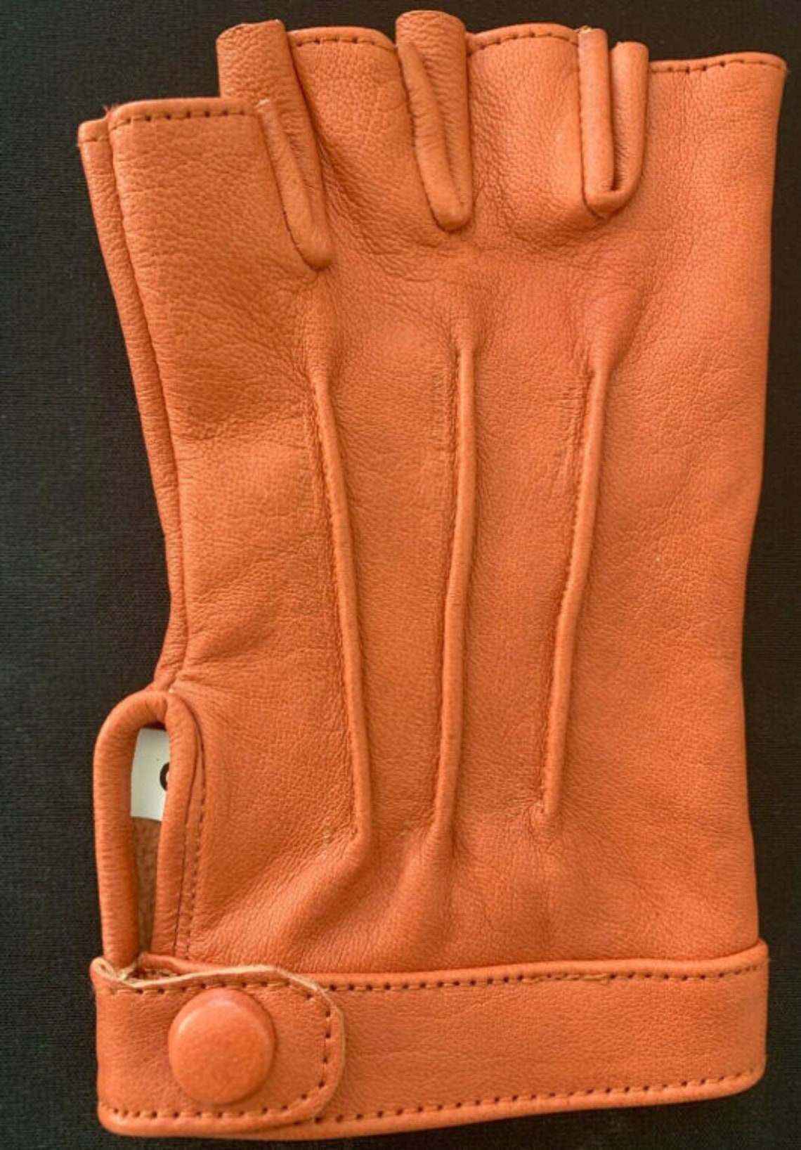 Pure Leather Half Finger Gloves Driving Biking Cycling Etsy
