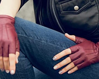Pure Leather Half Finger Gloves | Driving Biking Cycling Performance Dancing