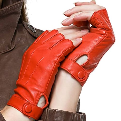 Classic Leather Half Finger Driving Gloves - Chauffeur, Biker & Bus Driver Style
