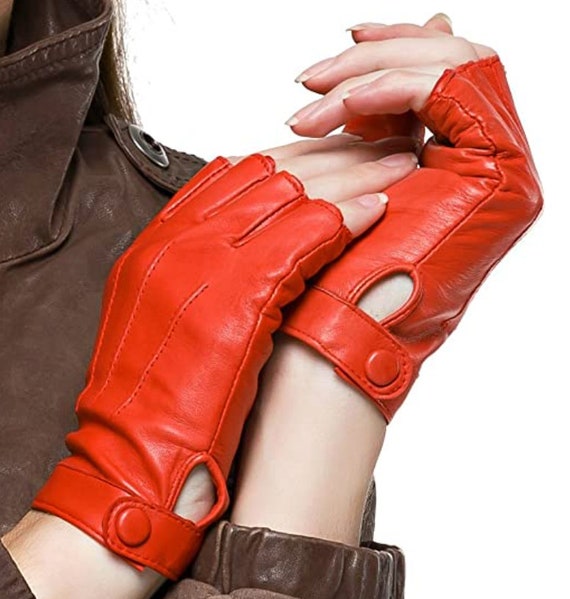 Guantes de medio dedo cuero / Conducción Ciclismo - Etsy México