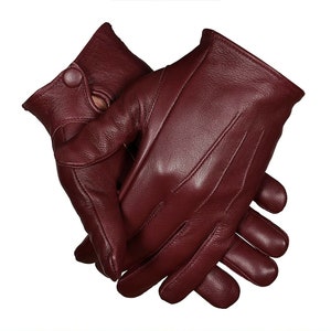 Pure Leather Unlined Dress/Driving Gloves with Snaps Perfect Fit Premium Soft