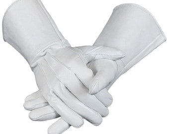 Gants à gantelets en cuir de mouton - Cosplay Renaissance à manchette longue