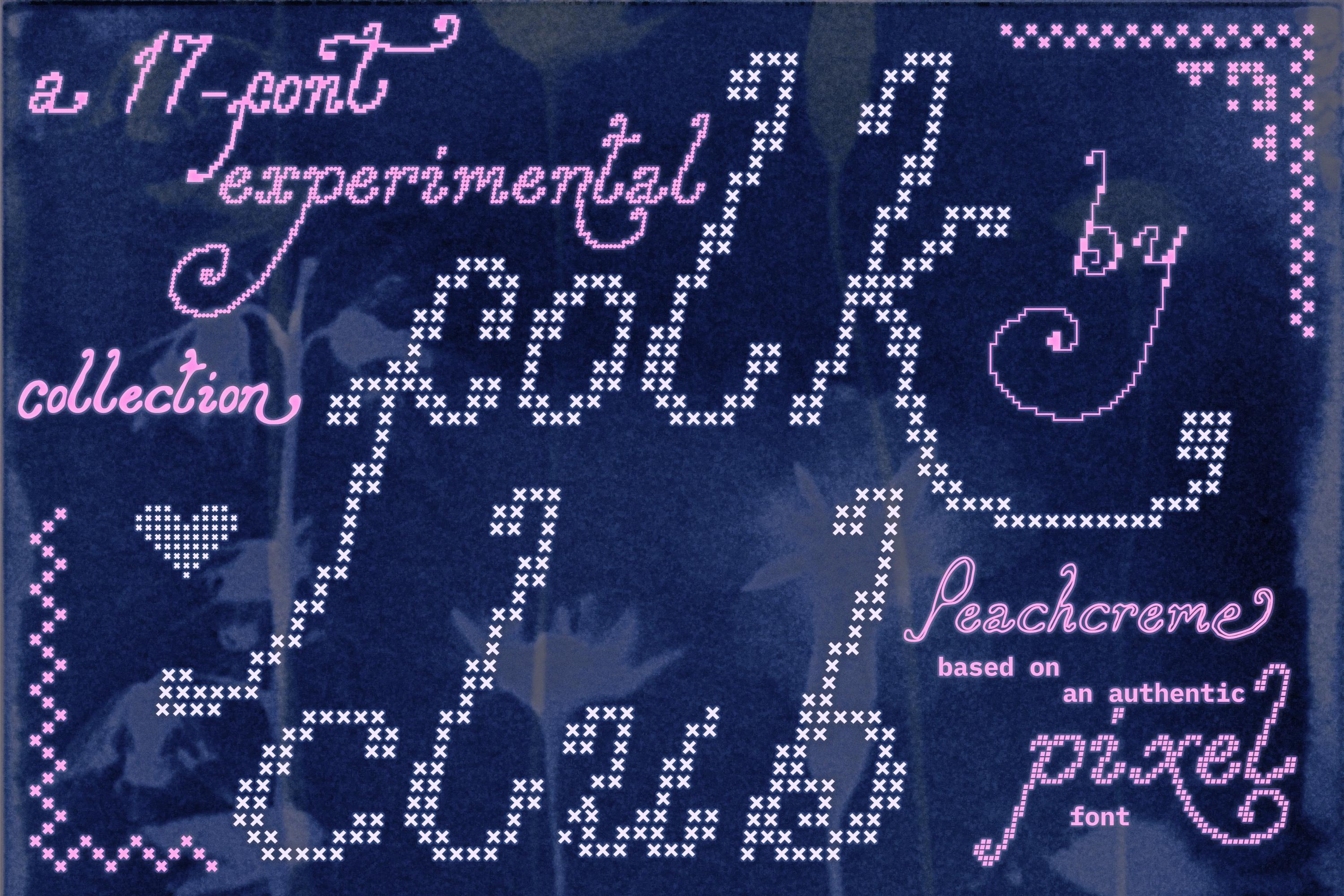 Folk Club Font Collection, 17 Experimental Pixel Styles, Cross