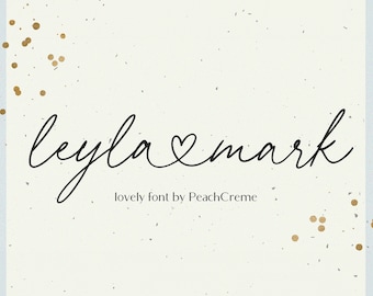 Calligraphy Font, Modern Calligraphy, Heart Fonts, Wedding Font, Invitation Font, Script Font, Digital Download, Font, Leyla Mark Font