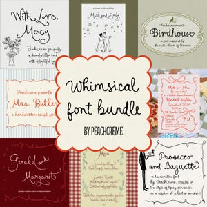 Grillige lettertypebundel, eigenzinnig lettertype, moderne kalligrafie, modern lettertype, bruiloftbundel, romantische lettertypen, handgeschreven, kalligrafie PeachCreme