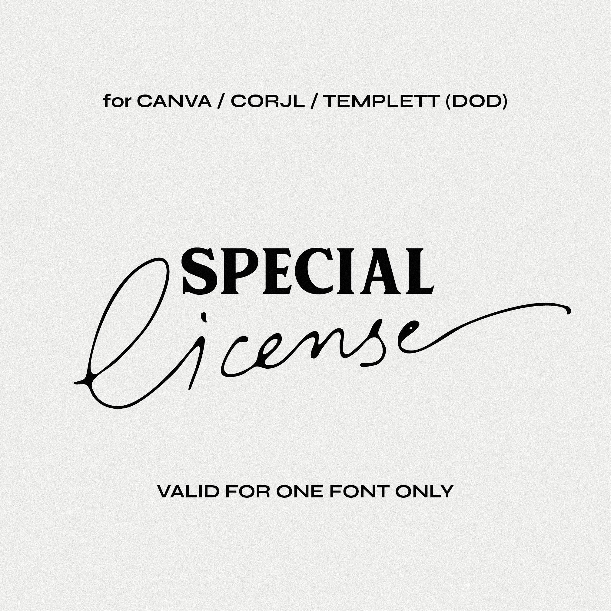 Font License for Canva, Corjl, and Templett (DOD)