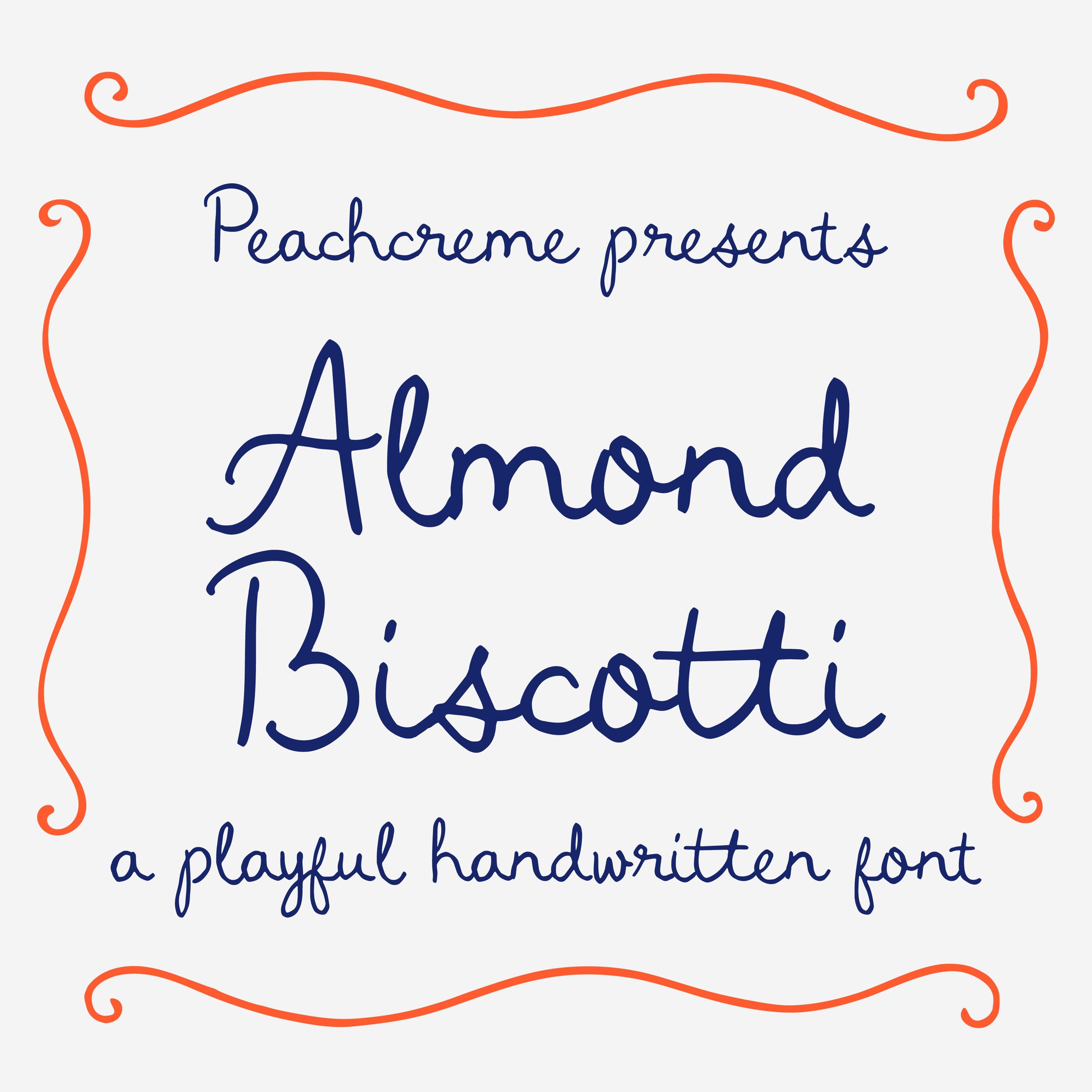 Quirky font, cursive font, handwritten font, quirky calligraphy, artisan script, hand-drawn typeface, Almond Biscotti