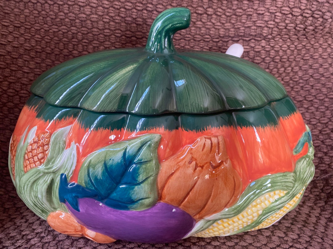 Hand Painted Ceramic Soup Tureen With Ladle and Lid. Etsy