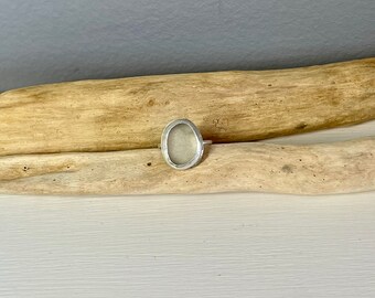 Clear Lake Erie Beach Glass Ring Size 7.75