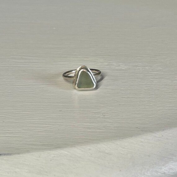 Blue Lake Erie Beach Glass Ring Size 8.75