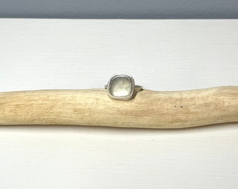 Clear Lake Erie Beach Glass Ring Size 6.25