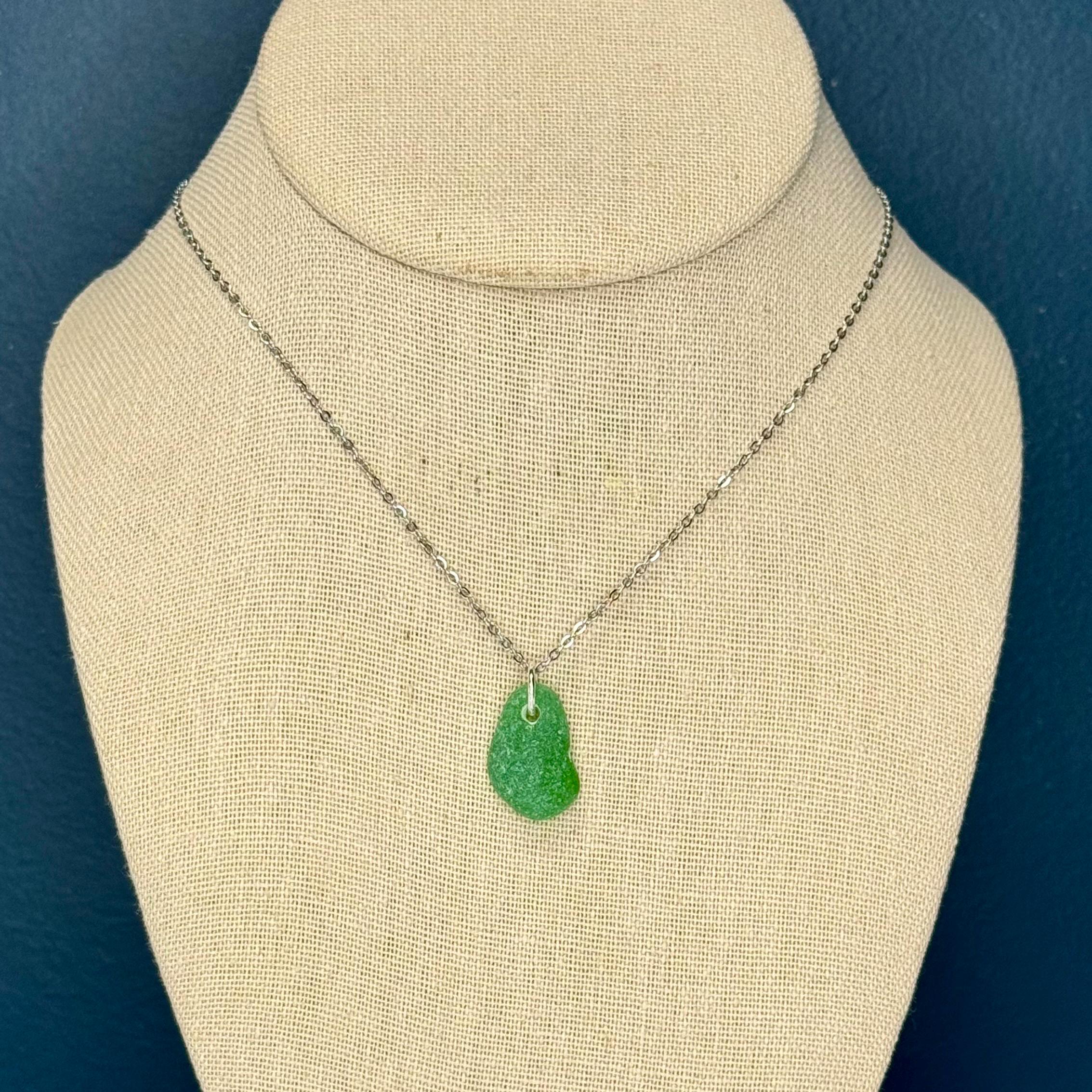 Green Lake Erie Beach Glass Necklace Etsy Polska