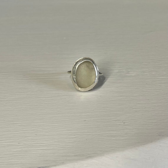Blue Lake Erie Beach Glass Ring Size 8.75