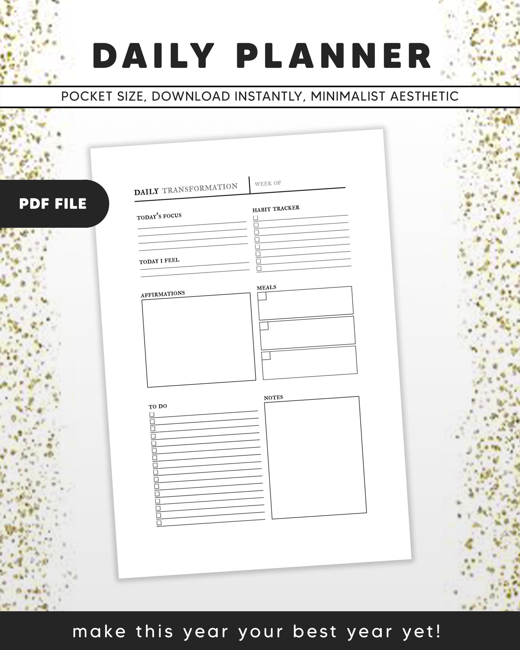 Minimalist Daily Planner Insert Pocket Size PRINTABLE Etsy