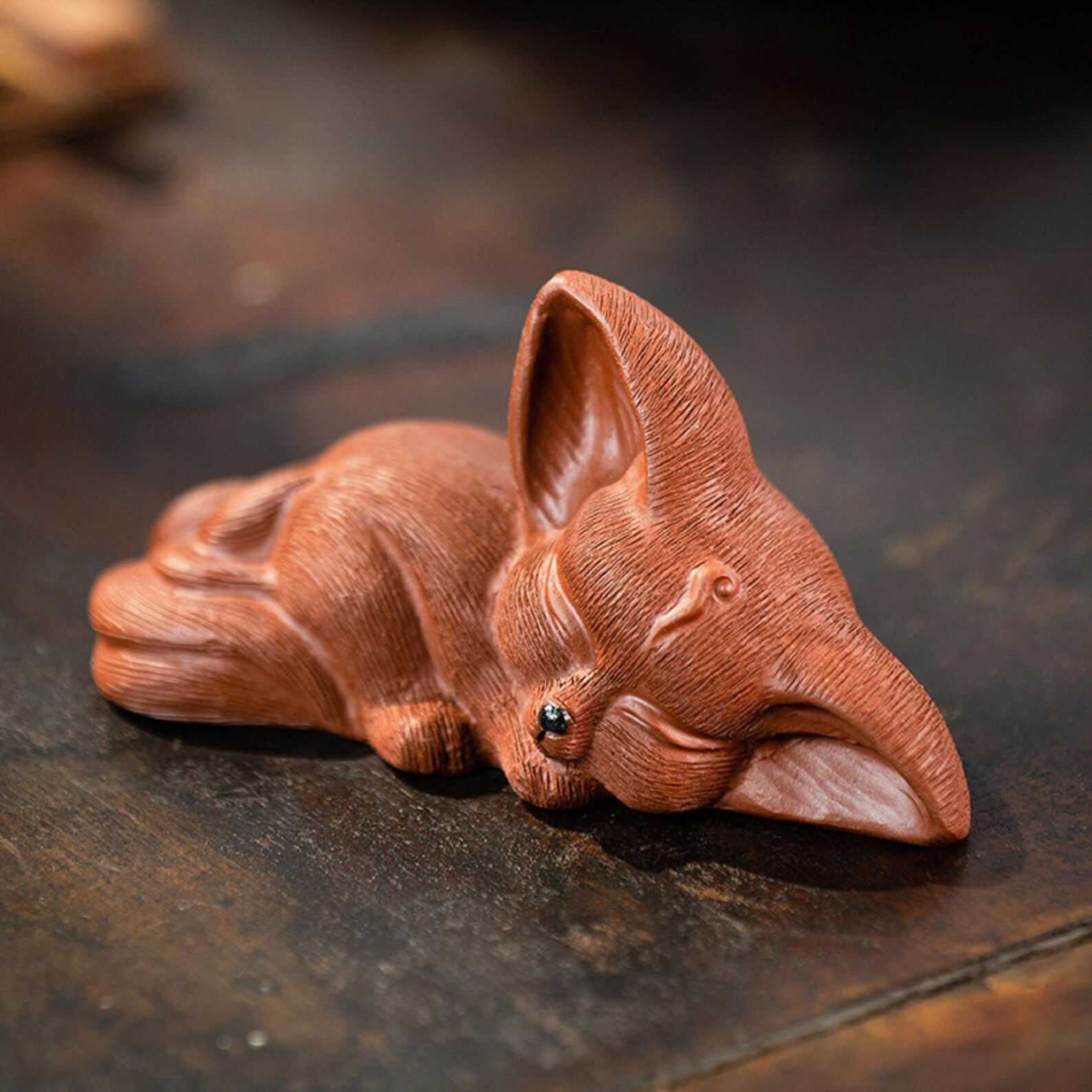 FOX sleeping fox small wild animal Purple clay pot ceramic tea Etsy
