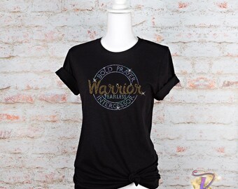 Bold Prayer Krieger Fearless Fürbitter Bling Shirt, Strass Bling Shirt, Shirt für Frauen, Damen Bling Shirts, freches T-Shirt