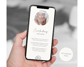 Personalisierte Taufeinladung digital | digitale Taufeinladung mit Foto | digitale Einladung zur Taufe | Download | Handy | Annamaria Design