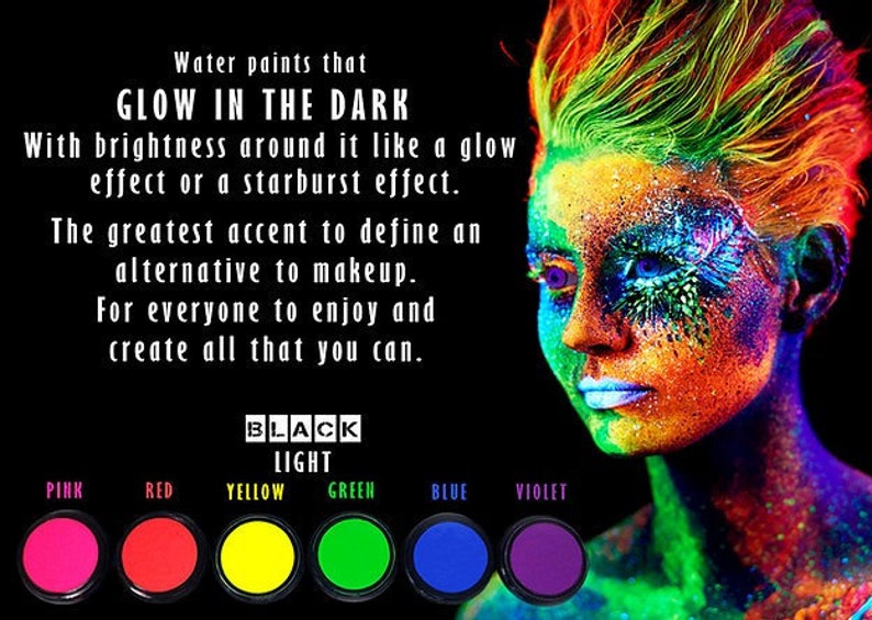 Black light Water Activated Glow in the Dark Face / Body Paint Etsy