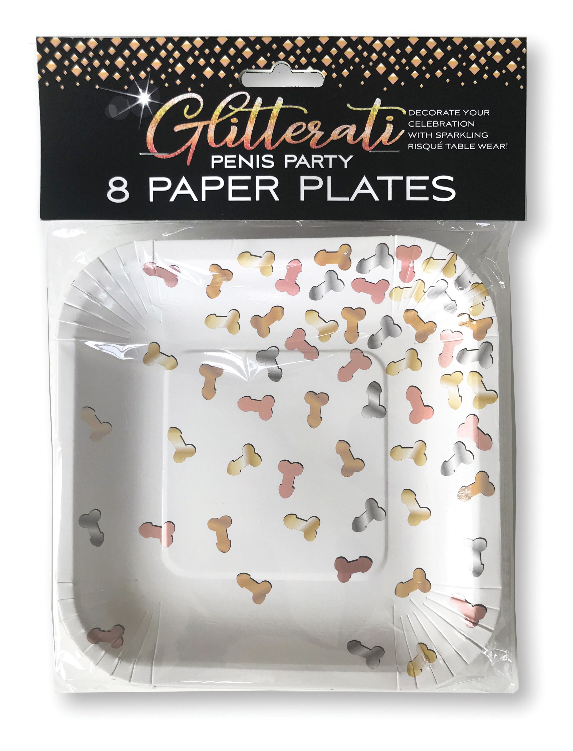 Glitterati Penis Party Decorations-Choose from Penis Paper Plates-Pen…