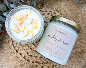 Peaches and Cream Soy Wax Candle | 8 oz Cotton Wick Soy Wax Candle | Gift for Her | Eco-friendly Candle | Scented Candle | Aesthetic