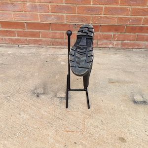 Handmade 1 Pair Wellington Boot Welly Rack Stand Storage Black Wrought Iron Steel Metal Welded Free Standing