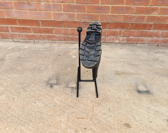 Handmade 1 Pair Wellington Boot Welly Rack Stand Storage Black Wrought Iron Steel Metal Welded Free Standing