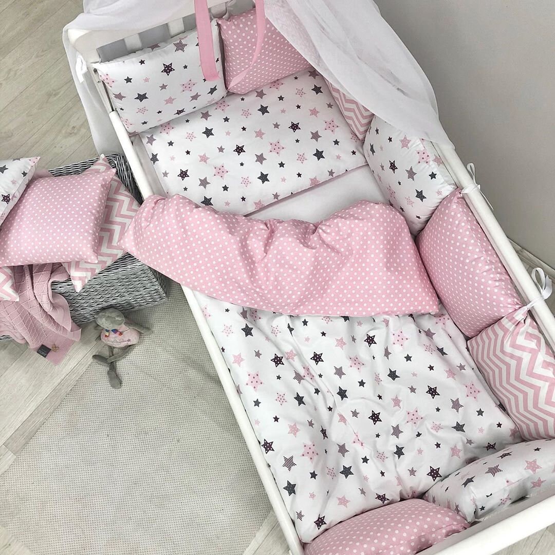 Pink Baby Bedding Set with Stars for Girl Personalized Name Etsy
