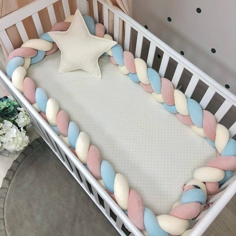 Cot Bumpers Set Cot Bumper Braided Bumper Pads Crib Bedding Etsy