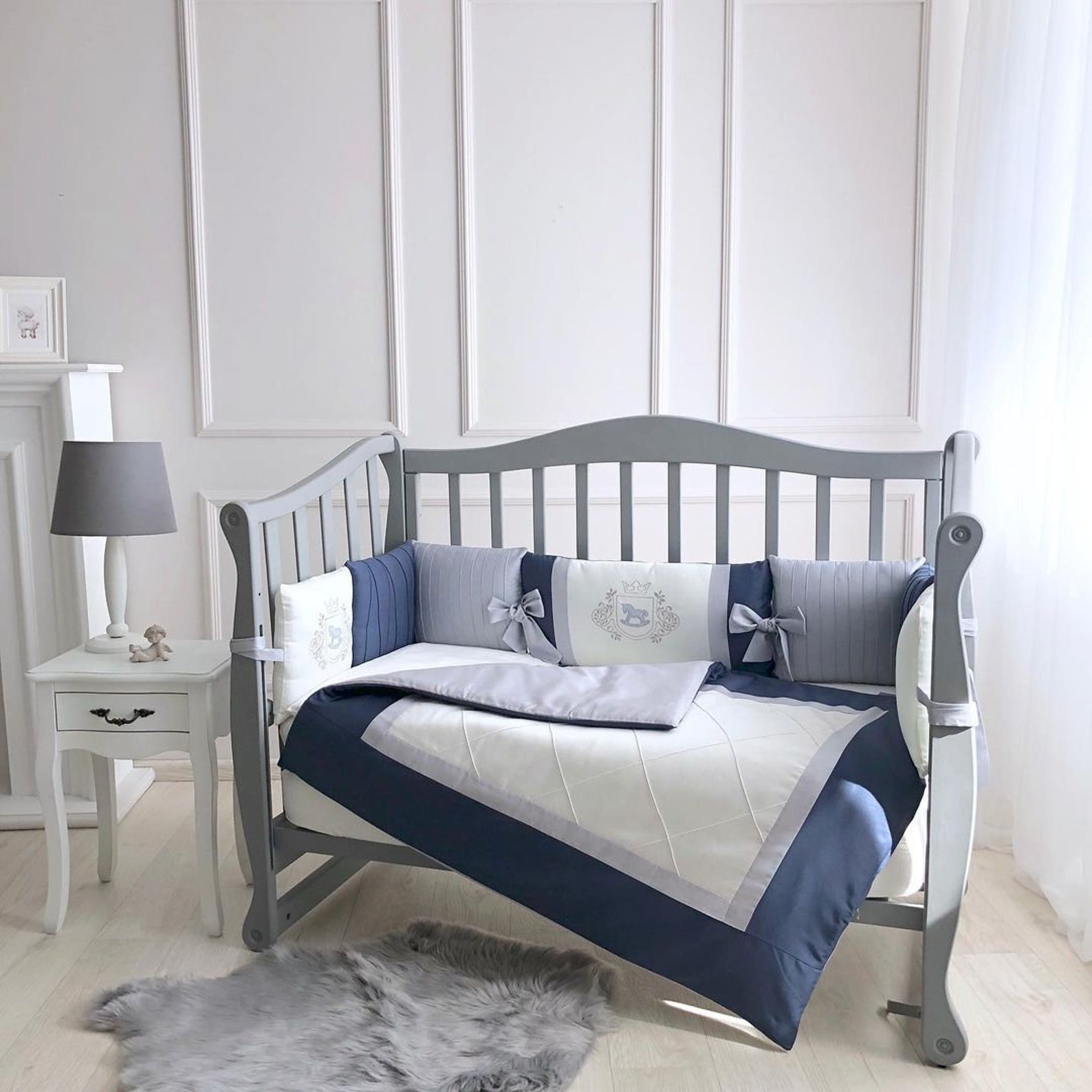 Blue Baby Bedding Set for Boy Crib Bedding Linen Newborn Etsy