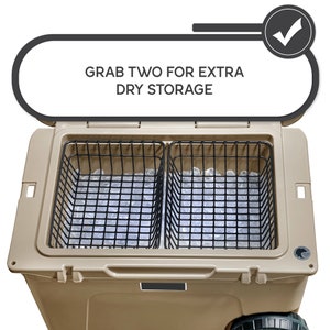 Two cooler baskets inside a Yeti Haul wheeled cooler