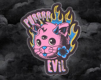 Cat Sticker, Punk Sticker, Tattoo Sticker, Punk Cat Sticker, Pink Cat Sticker, Evil Sticker, Old School Tattoo Style Sticker, Dark Sticker