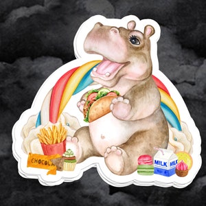 Hippo Sticker, Food Positive, Fat Positive, Body Positive, Happy and Fat, Body Positivity, Self Love Sticker, Fat Acceptance, Food Sticker