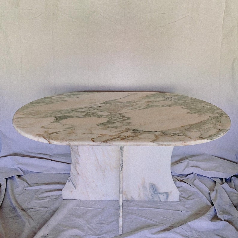 Vintage Oval Italian Marble Dining Table / Contact for Etsy