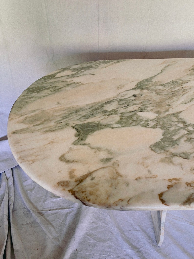 Vintage Oval Italian Marble Dining Table / Contact for Etsy