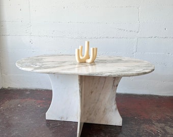 Vintage Oval Italian Marble Dining Table / Contact for Shipping and Delivery Options Before Purchasing