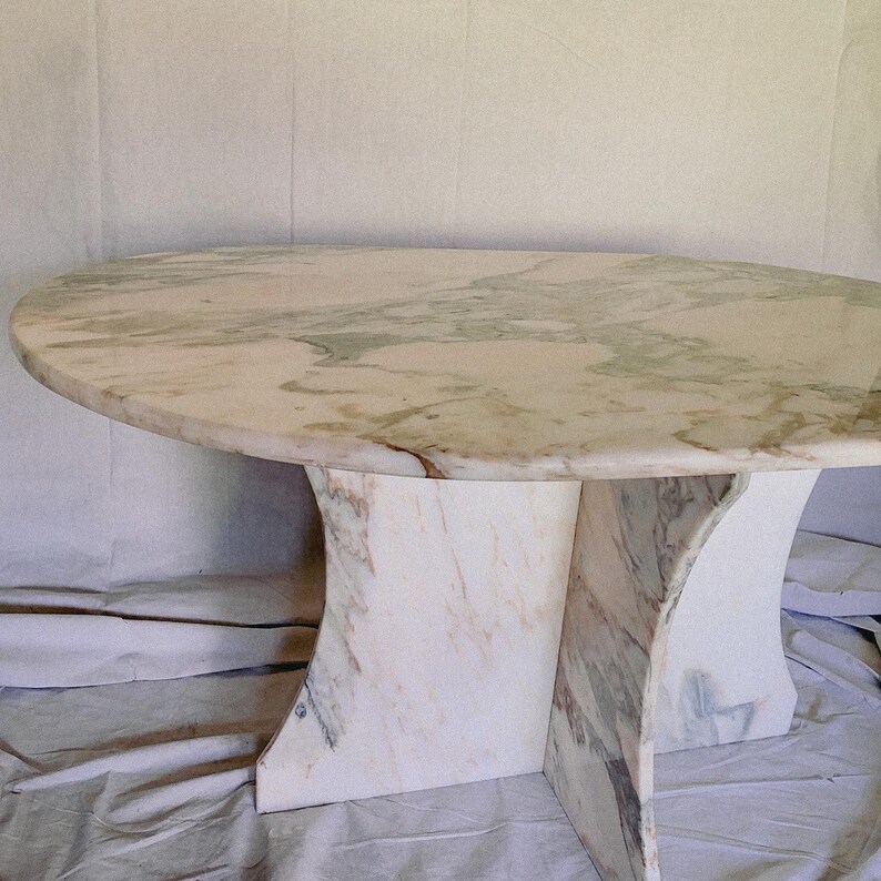 Vintage Oval Italian Marble Dining Table / Contact for Etsy